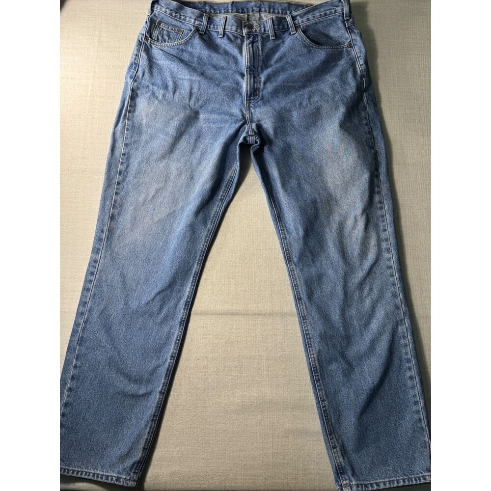 Carhartt Men's Relaxed Fit Heavyweight Stonewash Blue Work Jean 44x34 B18 STW